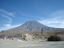 View from the Chiguata district to the Misti volcano