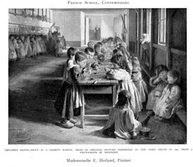 Children Eating Soup in a Charity School - 1901