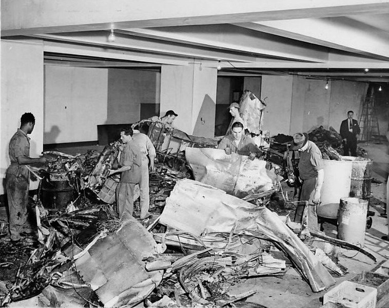 File:Empire State Building plane crash wreckage 1945.jpg