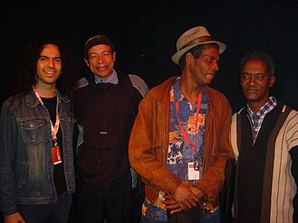 Eric Abtan performing with African jazz icons Errol Dyers and Hilton Schilder in 2004.