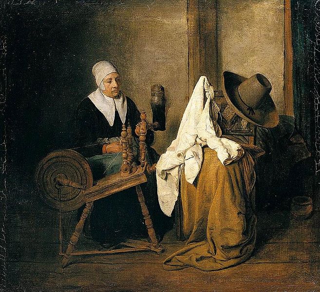 File:Esaias Boursse - Interior with an Old Woman at a Spinning Wheel - WGA2957.jpg