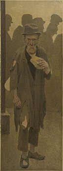 Fernand Pelez - La Bouchée de pain , vieil homme en haillons, de face, tenant un morceau de pain - PPP3692(9) - Musée des Beaux-Arts de la ville de Paris.jpg