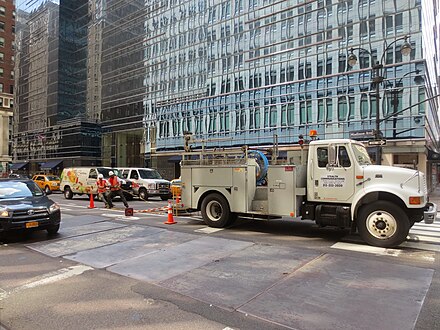 Fiber-optic cable being pulled underneath NYC's streets