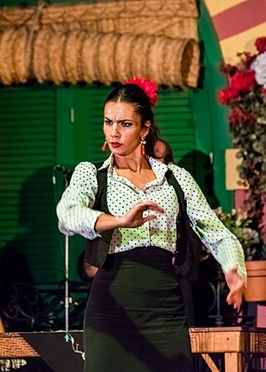 Flamenco performance in Palacio Andaluz, Seville, Spain.