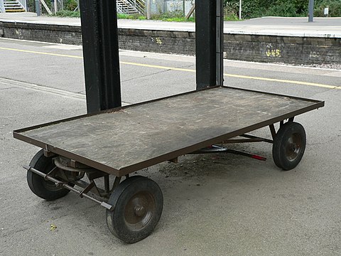 Turntable trolley at a railway station.
