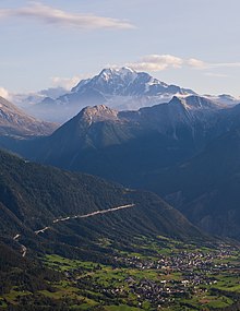 Le Fletschhorn et Ried-Brig vus depuis Riederalp.