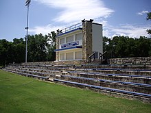 Football Stadium at Peabody City Park (looking south-west in 2010) The limestone bleachers as well as the west and north walls were built in 1938 by the WPA in addition to other park items. Football Stadium at Peabody City Park in Peabody, Kansas.jpg