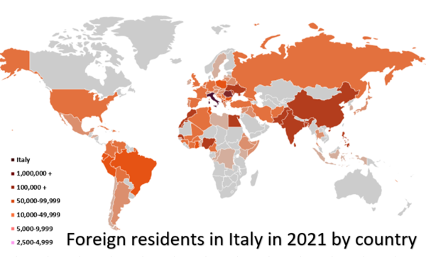 Italy is home to a large population of migrants from Eastern Europe and North Africa.