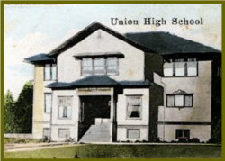 Earliest known picture of original building used by Fort Bragg Union High School