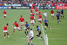 France vs Tonga at Regional Stadium, Wellington. Tonga won 19-14. France vs Tonga 2011 RWC (4).jpg