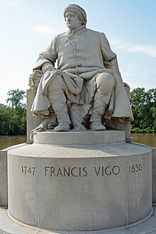 Statue by John Angel dedicated to Francis Vigo at the park Francis Vigo statue in Indiana, US.JPG