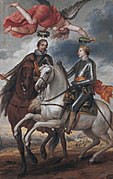 Frederik Hendrik en zijn halfbroer Maurits als veldheren met in het verschiet de slag van Vlaanderen (Thomas Willeboirts Bosschaert)