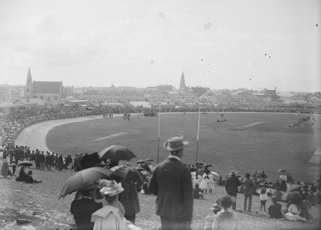 A view over Fremantle Oval and the surrounding buildings, c. 1910
