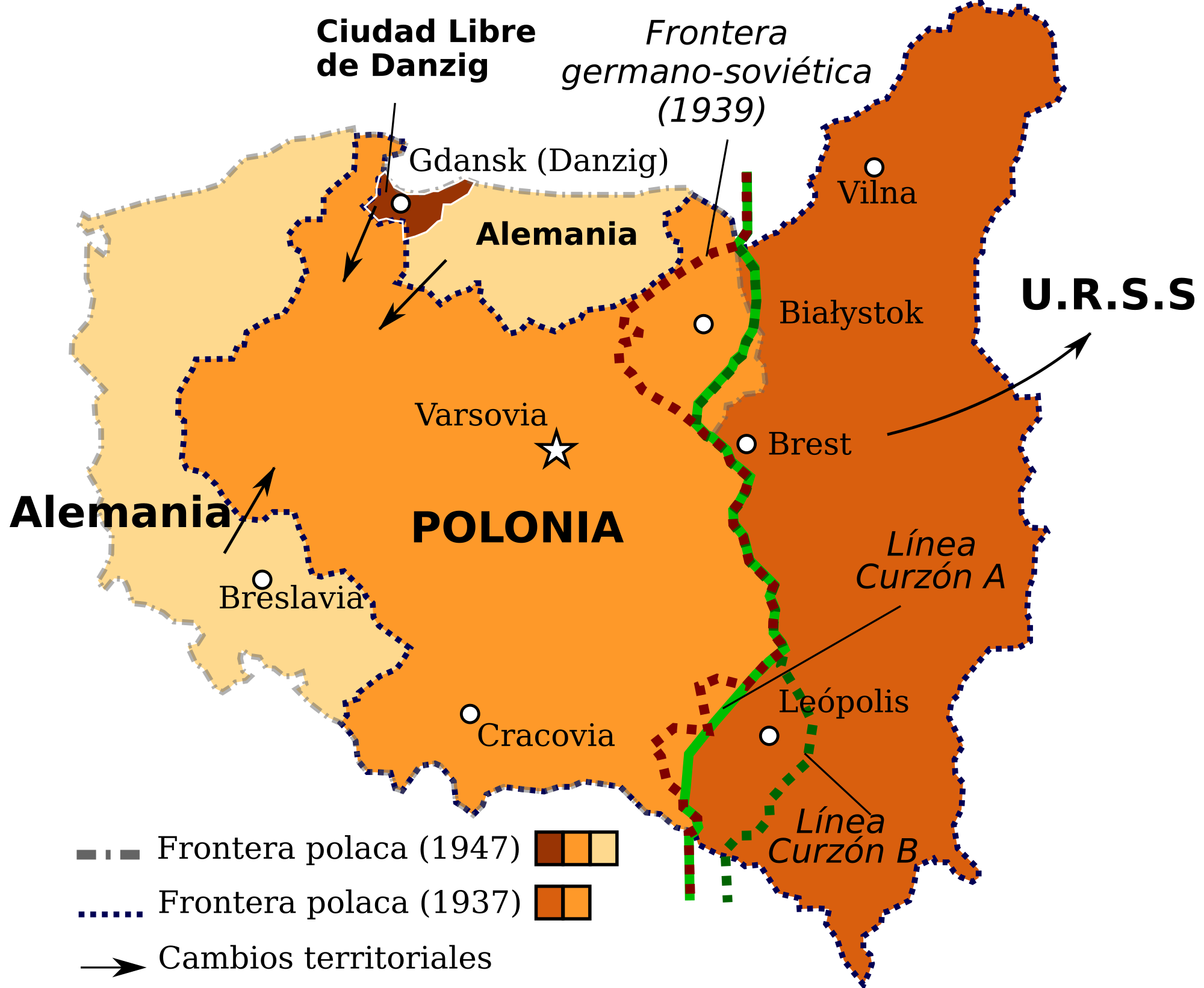 Polônia Mapa Fronteira