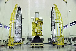 GISAT-1 spacecraft in the cleanroom before encapsulation.jpg