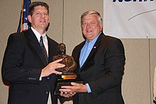 Thompson (left) receives the Air Force Association's Jerome F. O'Malley Distinguished Space Leadership Award, 2011 General Jerome F. O'Malley Distinguished Space Leadership Award.jpg