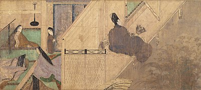 Scène « Azumaya 2 », Rouleaux illustrés du Dit du Genji, XIIe siècle, musée d'art Tokugawa.