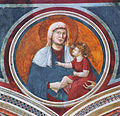 Madonna ar smaidošo bērnu. Freska Sv. Franciska bazilikā Asīzē. (1290tie gadi)