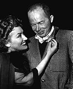 Photograph of Billy Wilder with actress Gloria Swanson during filming of Sunset Boulevard.