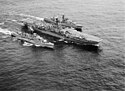 HMAS Melbourne (R21), HMAS Voyager (D04) and HMAS Vendetta (D08) underway, circa in 1959 (AWM 301014).jpg