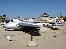 Vampire bearing Lebanese colours at Hatzerim, Israel Hatzerim 290110 Vampire.jpg