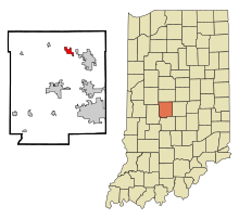 Hendricks County Indiana beépített és be nem épített területek Pittsboro Highlighted.svg