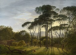 Hendrik Voogd - Italian landscape with Umbrella Pines