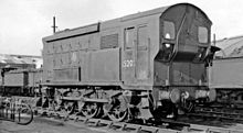 SR 0-6-0 Diesel-electric shunter No. 15202 at Hither Green Locomotive Depot 12 March 1960. Hither Green Locomotive Depot geograph-2396523-by-Ben-Brooksbank.jpg