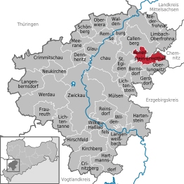 Kaart van Hohenstein-Ernstthal