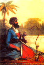 I'tisam-ud-Din, a Bengali Muslim from the 18th century, smoking hukka.