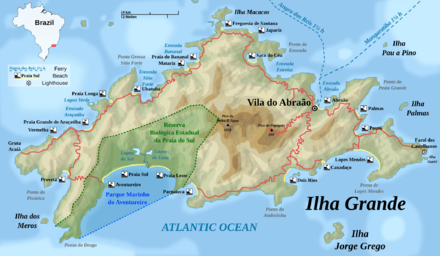 Detailed topographic map of Ilha Grande