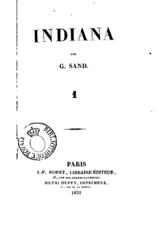 Indiana de George Sand, page de titre du tome 1 de la première édition (1832).png