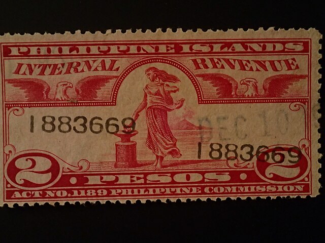 This revenue stamp for the Philippine Islands was issued in 1930.