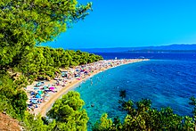 Zlatni Rat beach on the Island of Brac is one of the foremost spots of tourism in Croatia Island Brac (20785918360).jpg
