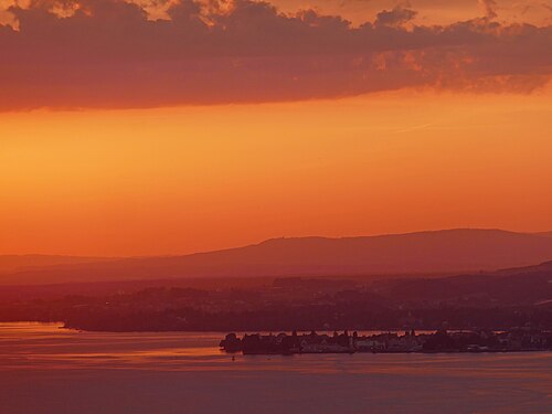 Island town Lindau at Lake Constance at sunset