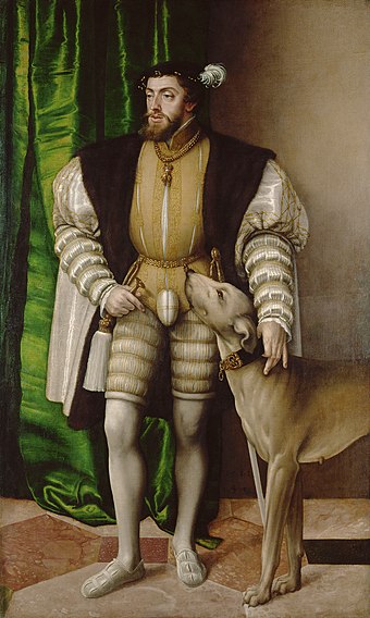 A Portrait of Charles V with a Dog by Jakob Seisenegger, 1532
