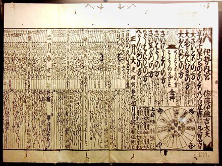 1729 Japanese calendar, which used the Jōkyō calendar procedure, published by Ise Grand Shrine