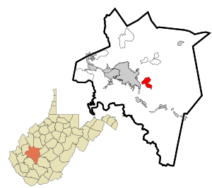 Kanawha County West Virginia incorporated and unincorporated areas Coal Fork highlighted.svg