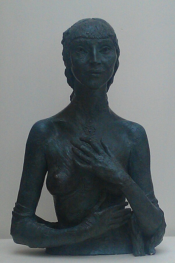 Bronze sculpture of Kathleen Garman by Jacob Epstein, titled Kathleen and made in 1935, while she was his mistress, now at Bristol City Museum and Art