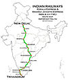 Kerala Express and Swarnajayanthi Express (Trivandrum - New Delhi) Route map.jpg