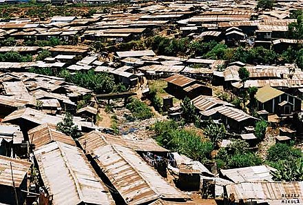 Kibera slum in Nairobi, Kenya, the second largest slum in Africa[46][47][48] and third largest in the world.[46]