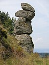 Column of phonolite rocks on Dalherdakuppe in the Rhön Mountains