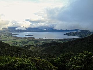 Laguna de la Cocha lagoon in Colombia