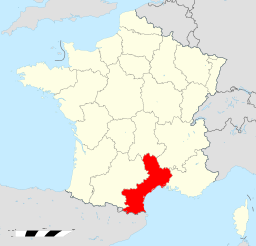 Location of Languedoc-Roussillon (in red)