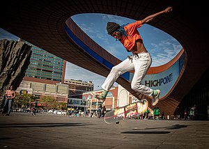 Lenna skates in front of the Barclays Center - Brooklyn, NY.jpg