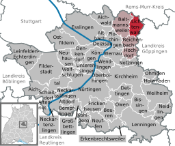 Läget för Lichtenwald i Landkreis Esslingen