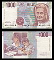 1,000 lire – obverse and reverse – printed in 1990