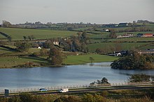 Loughbrickland Lake and the A1 road (Northern Ireland)