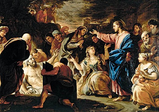 The Raising of Lazarus — Oil on canvas of Luca Giordano. 1675 c. Naples, from private collection. Italy