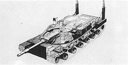 Схема расположения агрегатов MBT-70, шнорхели находятся в выдвинутом положении.